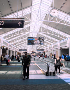 Busy airport terminal