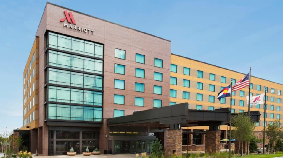 exterior of Marriott hotel.