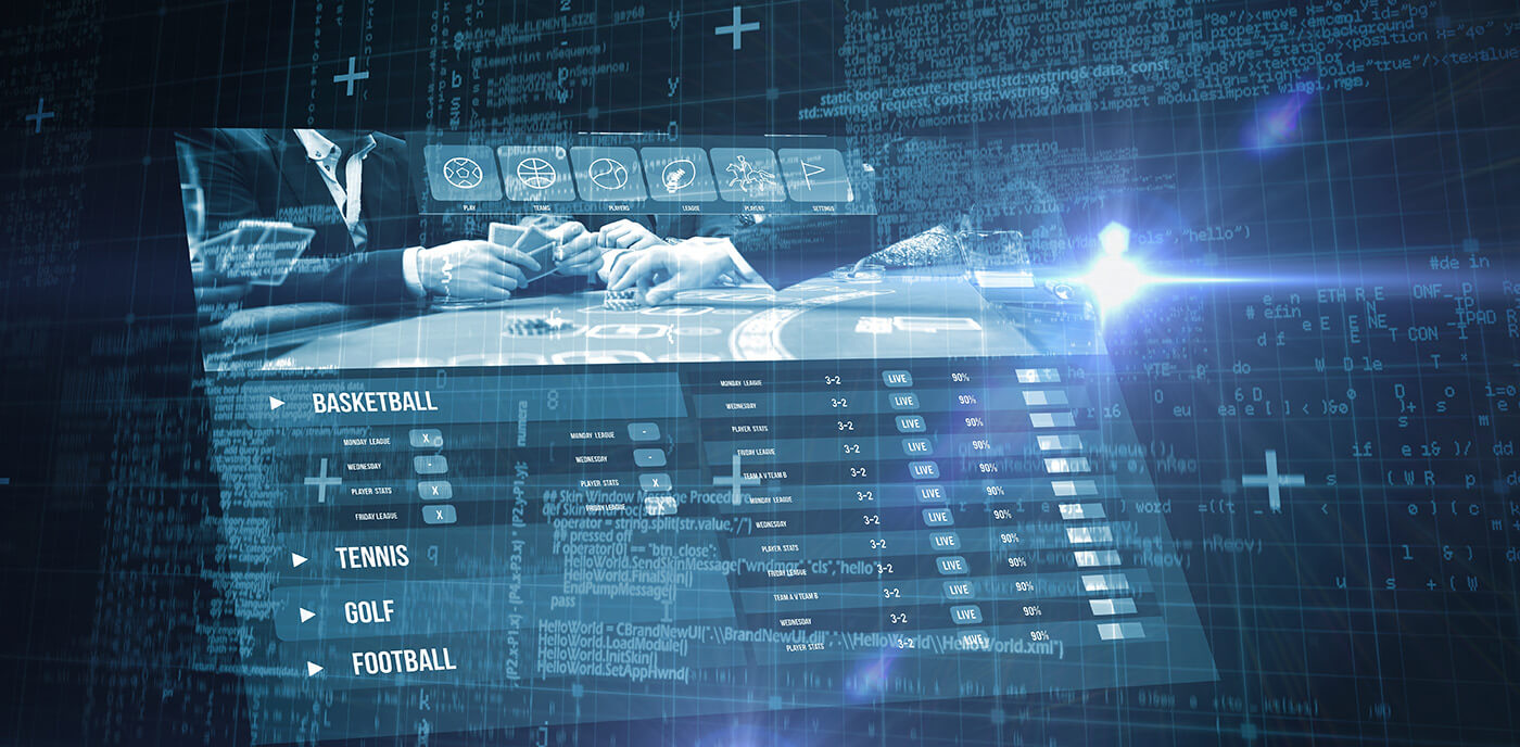 sports betting image with blue matrix overlay