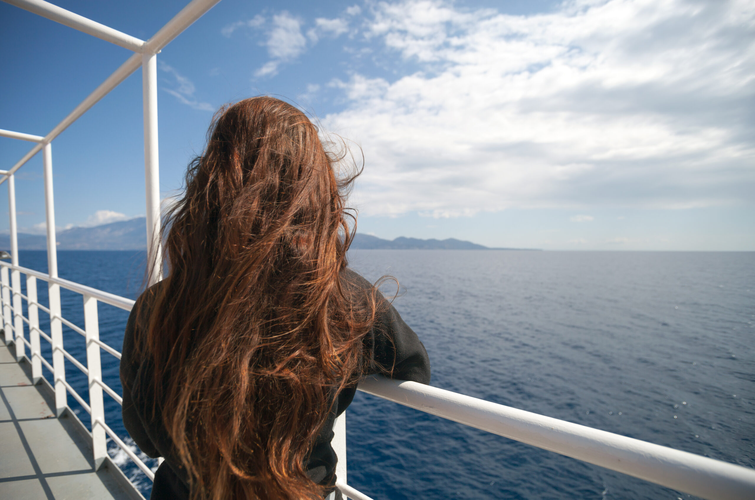 looking at water from cruise ship deck