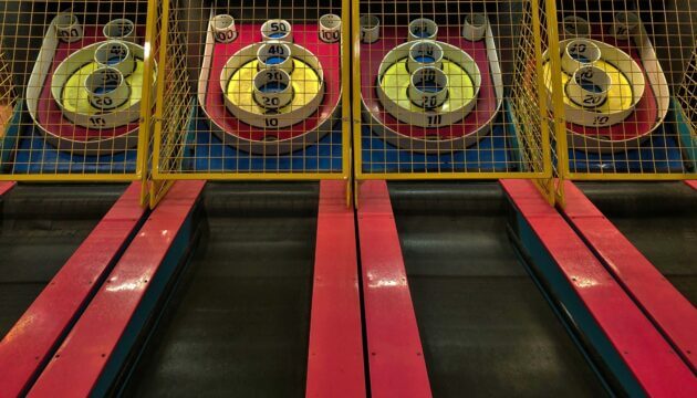 Empty Skee Ball Lanes at an arcade