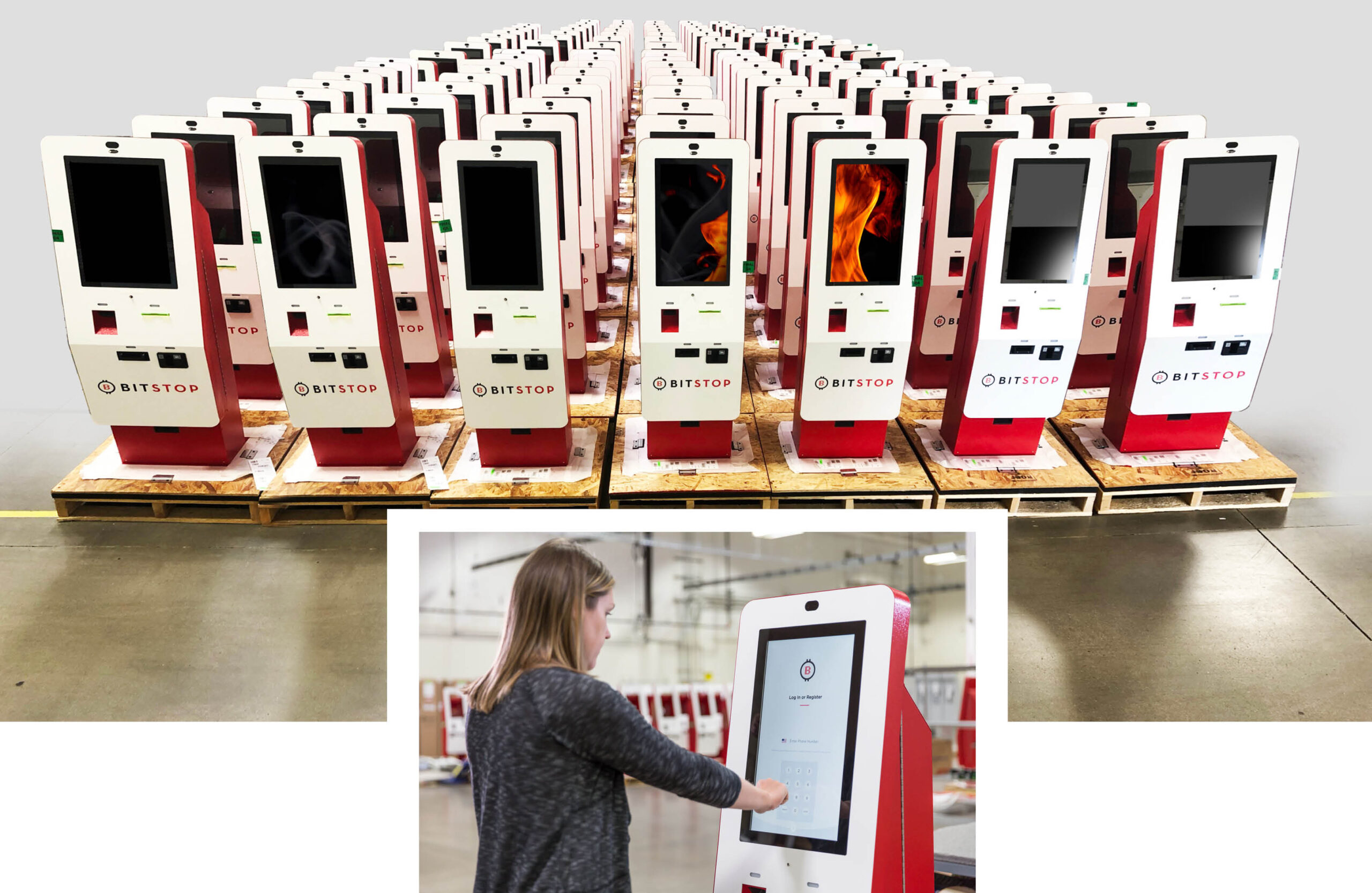 pallets of bitstop kiosks