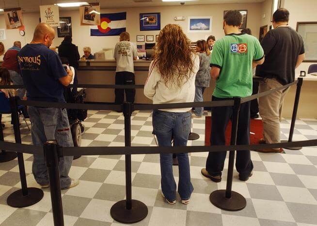 customers waiting in line at dmv