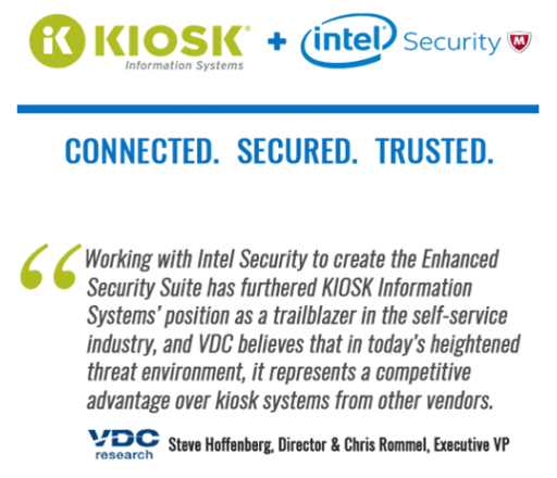 quote graphic of kiosk and intel security