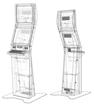 black and white sketch of Stealth kiosk