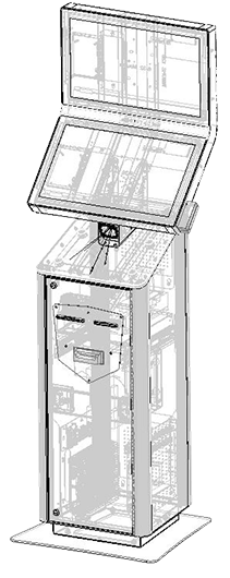 A wireframe of a landmark standard kiosk